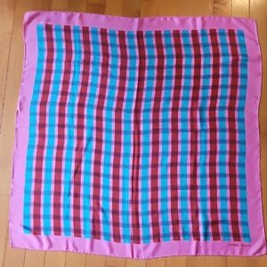 Giorgio Armani Pink and Turquoise Blue Plaid Scarf